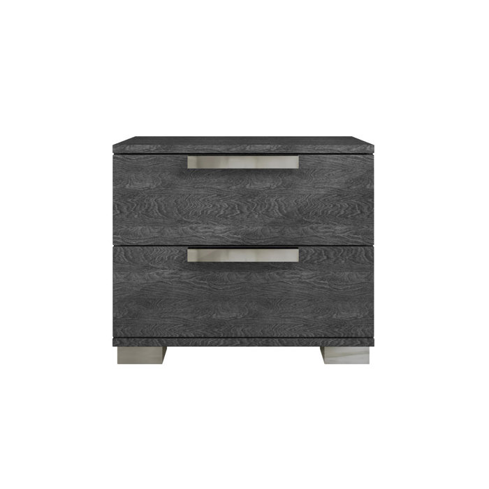17 Stories 2 Drawer Nightstand in Gray Wayfair